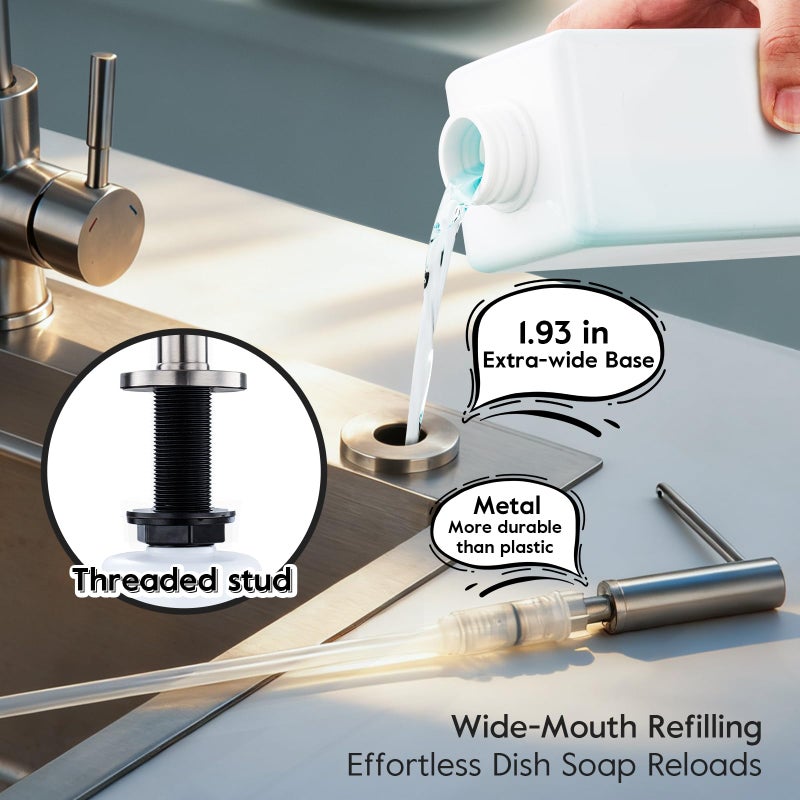 GAPPO Soap Dispenser for Kitchen Sink Brushed Nickel GAPPO Stainless Steel Countertop Pump Hand Lotion Built in Bottlend Lotion Built in Bottle - Image 4