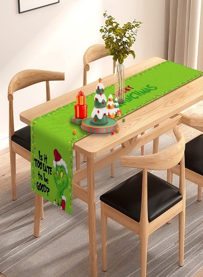 Pudodo Green Christmas Table Runner Xmas Buffalo Plaid Check Winter Holiday Party Decoration Fireplace Kitchen Dinning Home Decor 90Inches Long - Image 2