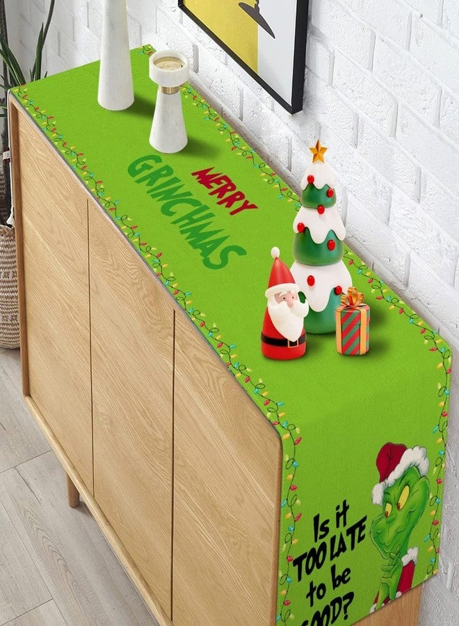 Pudodo Green Christmas Table Runner Xmas Buffalo Plaid Check Winter Holiday Party Decoration Fireplace Kitchen Dinning Home Decor 90Inches Long - Image 3