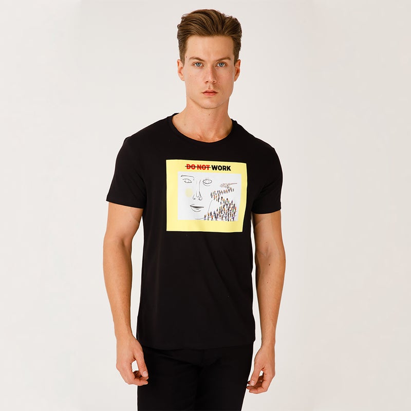 Faces Crew Neck T-Shirt, Printed Male T-shirt, Cotton, XLarge Size - Image 3