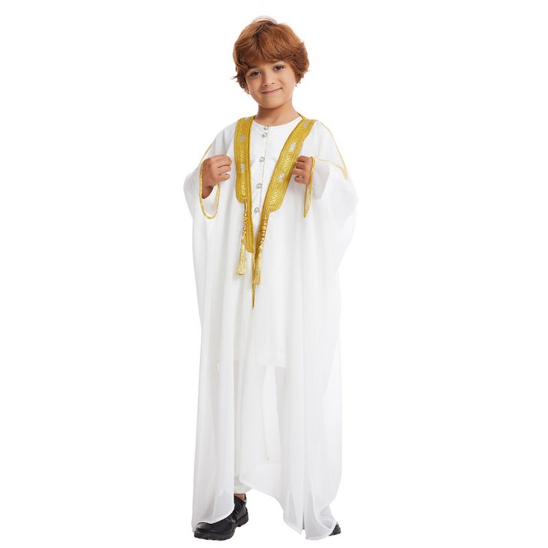 Boys embroidery long sleeve moustache gold beads chiffon national clothing TH884