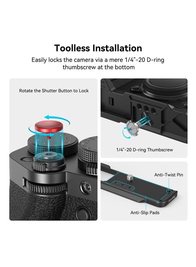 SmallRig X-T5 L-Shape Grip for FUJIFILM X-T5 Camera, Built-in Quick Release Plate for Arca, 1/4"-20 Holes, Ergonomic Silicone Handgrip, Shutter Button (Black) - 4260 - Image 3