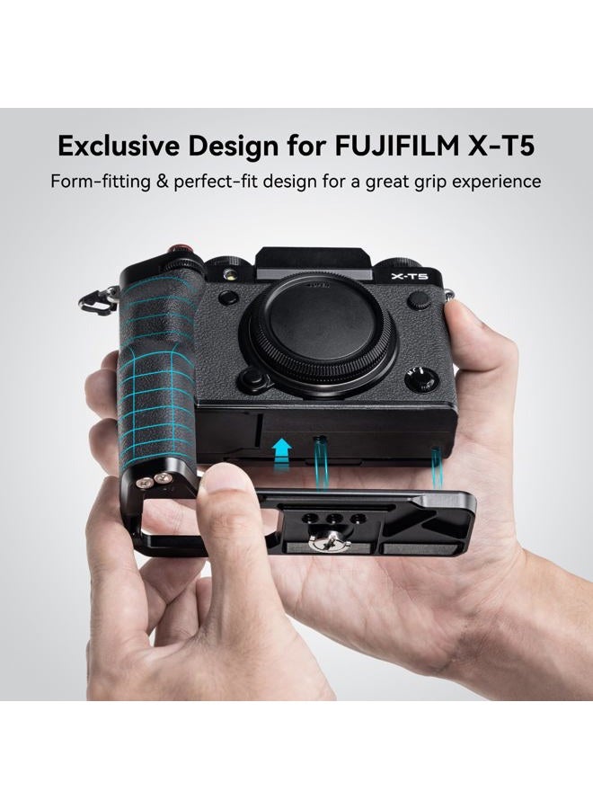 SmallRig X-T5 L-Shape Grip for FUJIFILM X-T5 Camera, Built-in Quick Release Plate for Arca, 1/4"-20 Holes, Ergonomic Silicone Handgrip, Shutter Button (Black) - 4260 - Image 2