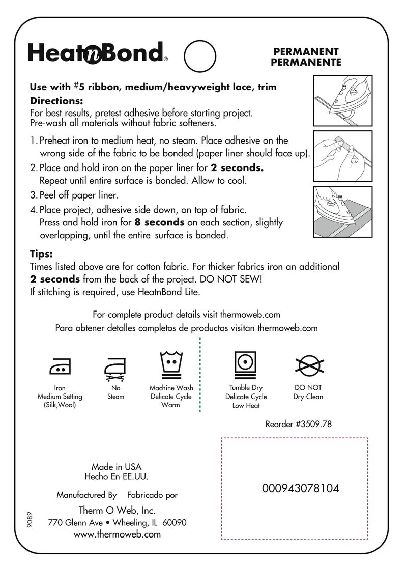 HeatnBond UltraHold Iron-On Adhesive, 7/8 Inch x 10 Yards - Image 5