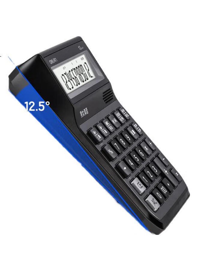 Deli Large Screen 12-Digit Voice Calculator With Male And Female Voice Switch, Electronic Keyboard Function For Playing Music, Student/Office Mental Math, Blue-Gray, 1556 - Image 2