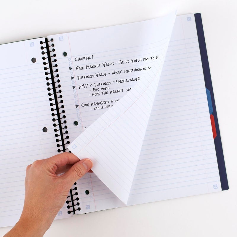 Mead Advance Spiral Notebook + Study App, 3 Subject, College Ruled Paper, 8-1/2" x 11", 150 Sheets, Spiral Guard, Movable Tabbed Dividers, Pacific Blue (73138) - Image 5