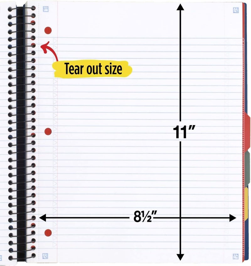 Mead Advance Spiral Notebook + Study App, 3 Subject, College Ruled Paper, 8-1/2" x 11", 150 Sheets, Spiral Guard, Movable Tabbed Dividers, Pacific Blue (73138) - Image 3