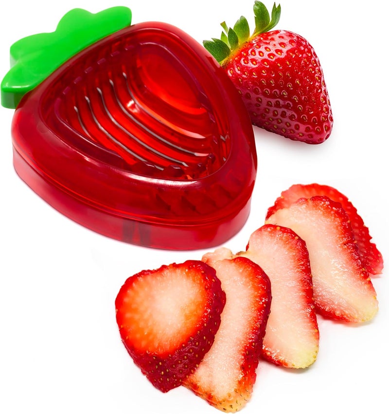 Strawberry Slicer, Perfectly Even Fruit Cutter Tool, Ideal for Cakes, Pies and Garnishes, Cute Berry Shaped Kitchen Gadget, Stainless Steel, BPA-Free