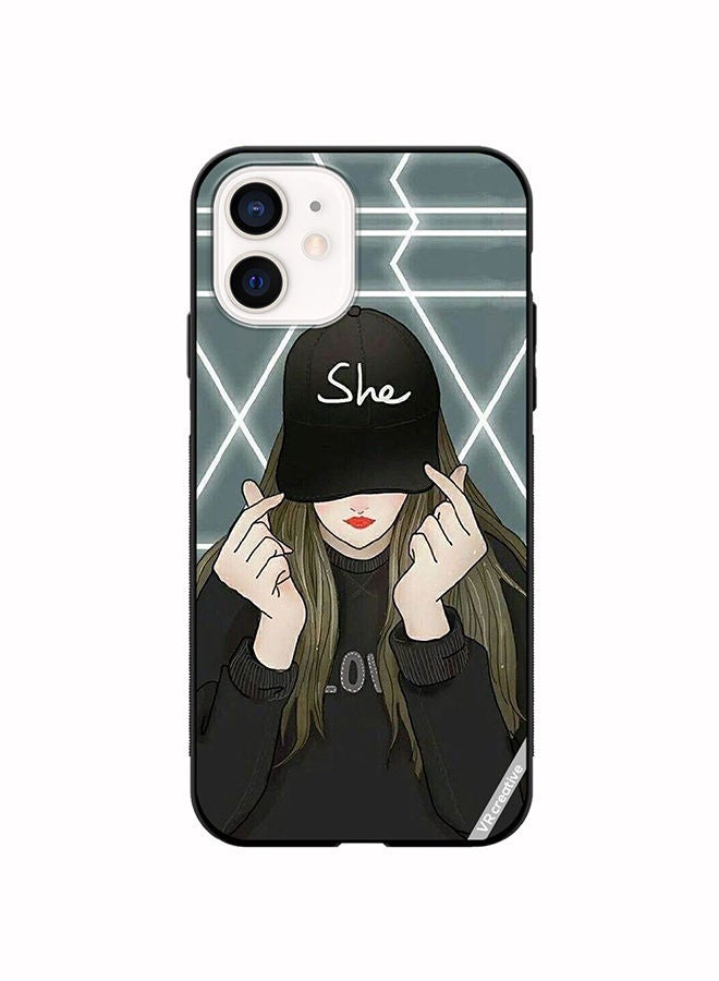 VR CREATIVE Protective Case Cover For Apple iPhone 12 She On Cap Design Multicolour - Image 1