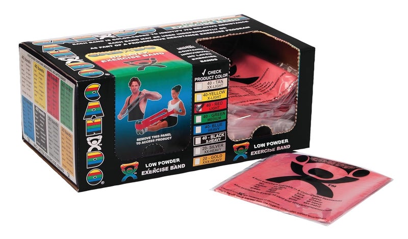 CanDo Singles Low Powder Exercise Band - 4-Foot Red Light Resistance (40 Count) - Image 1