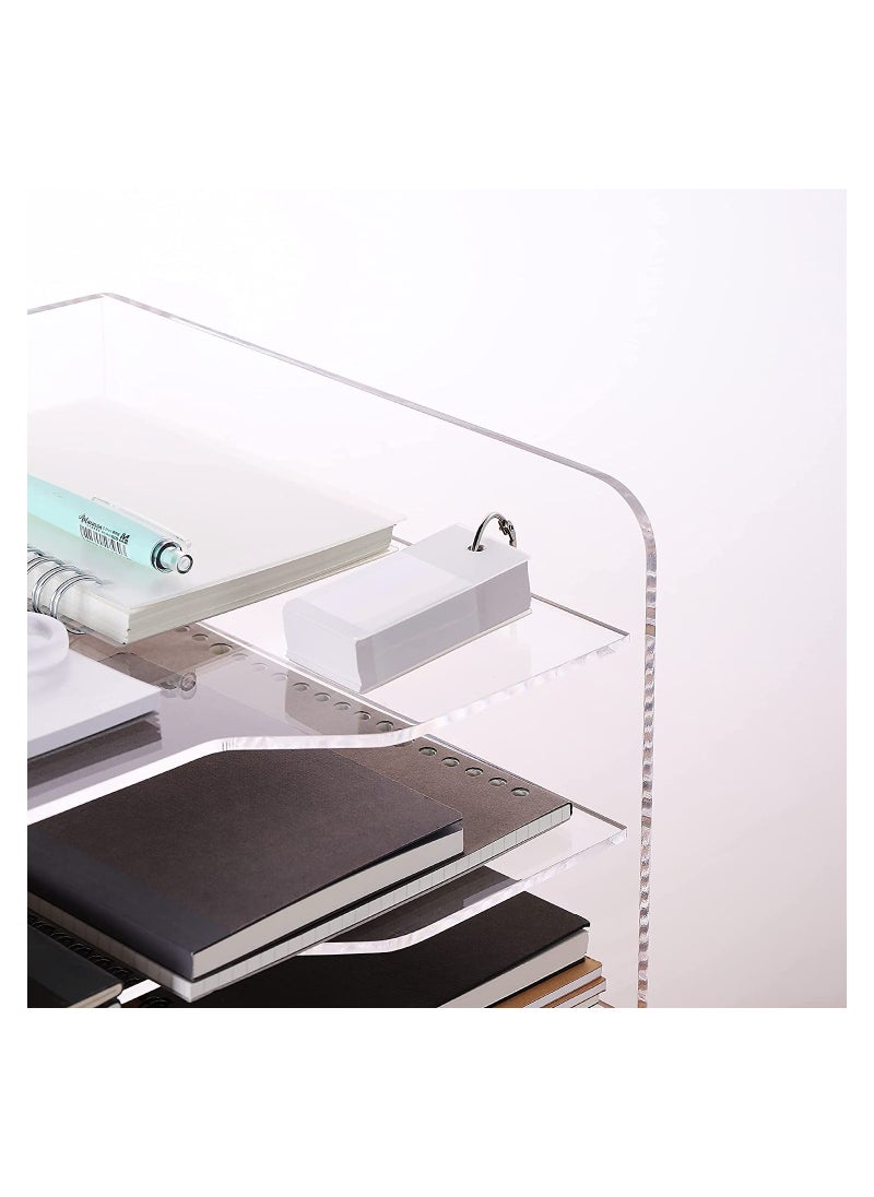Eworld 5 Tier Clear Acrylic Magazine File Holder Document Storage Organising Stand and Desk Organiser for Files Books and Papers  - Image 5