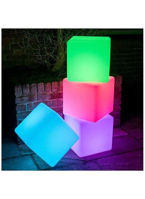 LED Light Cube Stool Table, Cordless LED Cube Chair Light, New Removable and Easy Charging LED Module, Color Changing and Rechargeable LED Cube for Adult, 30x30x30cm