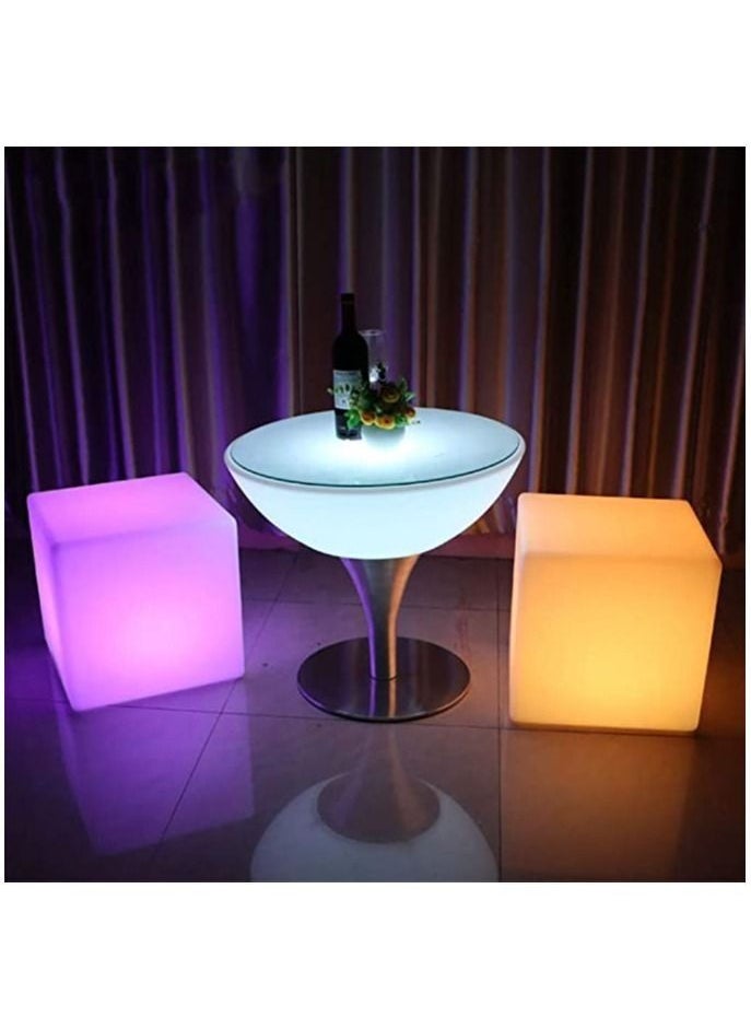 Generic - LED Light Cube Stool Table, Cordless LED Cube Chair Light, New Removable and Easy Charging LED Module, Color Changing and Rechargeable LED Cube for Adult, 30x30x30cm - Image 1