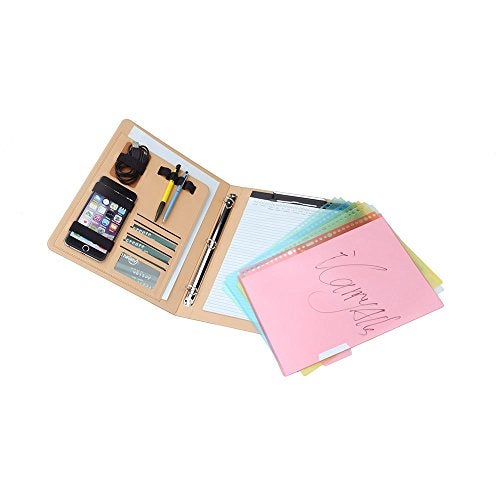 XIAOZHI iCarryAlls 3-Ring Binder Portfolio with 3/4 inch Round Ring,Holds Five Colours Transparent Bags Document Storage, Gray+Gold, 10.2x10.2x12.8 in. (PJW0160-Gray+Gold) - Image 2