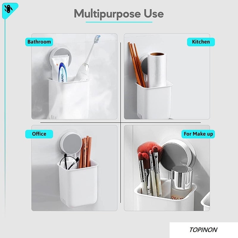 ORBITORA 1 PCS Toothbrush Holders for Bathroom, Wall-Mounted Brush Holder, Tooth Brushes Holder Stand, Bathroom Organiser and Toothpaste Holder - Washroom Organizer and Brush Stand - Image 5