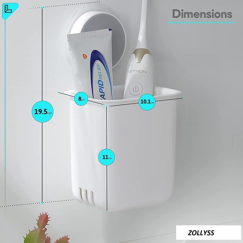 ORBITORA 1 PCS Toothbrush Holders for Bathroom, Wall-Mounted Brush Holder, Tooth Brushes Holder Stand, Bathroom Organiser and Toothpaste Holder - Washroom Organizer and Brush Stand - Image 2