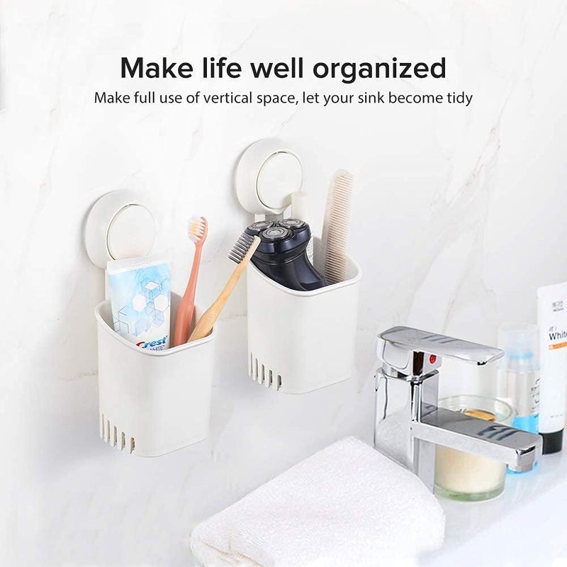 ORBITORA 1 PCS Toothbrush Holders for Bathroom, Wall-Mounted Brush Holder, Tooth Brushes Holder Stand, Bathroom Organiser and Toothpaste Holder - Washroom Organizer and Brush Stand - Image 4