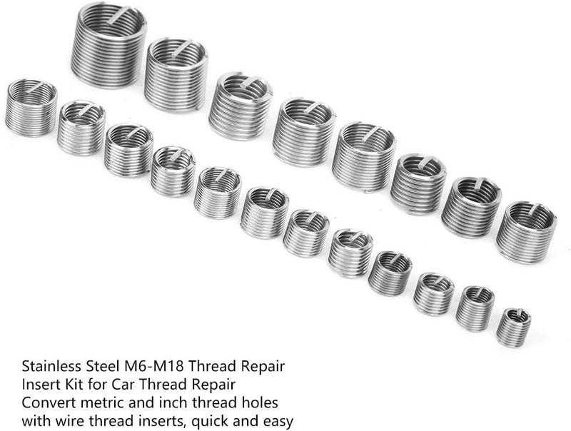 120pcs M6 - M18 Stainless Steel Metric Thread Repair Insert Kit, Thread Repair Tool for Damaged Screw Holes, Includes Storage Case for Auto and Machinery Repair - Image 4