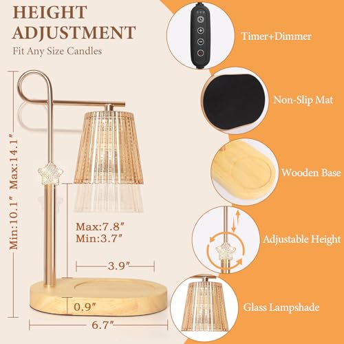 SHARE&CARE Candle Warmer Lamp - Valentine's Festive Metal Wax Melter with Timer & 4 Dimming Modes, Gift-Ready for Women, Christmas, Birthday, Women Gift for Mom, Wife,Her (Gold-St) - Image 2