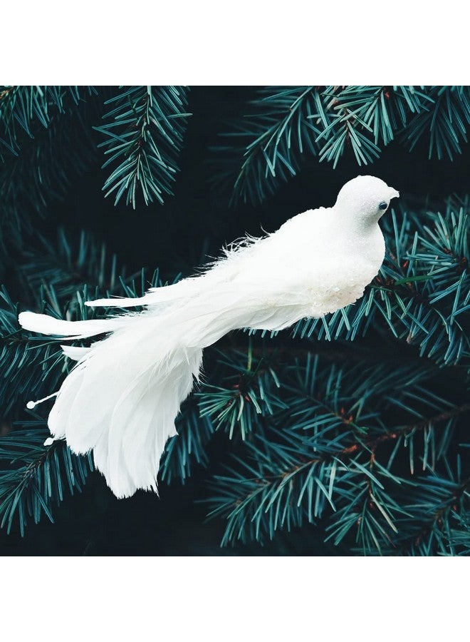 يولوكوكا زينة شجرة عيد الميلاد على شكل طائر من نوع Yolococa White Birds، مقاس 10x2x3 بوصات، قطعتان - Image 3