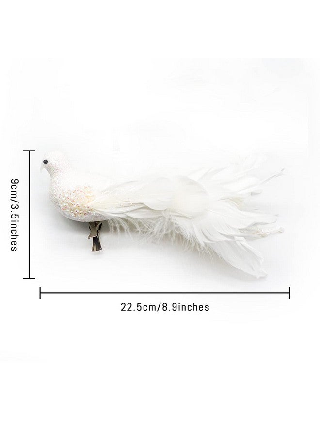 يولوكوكا زينة شجرة عيد الميلاد على شكل طائر من نوع Yolococa White Birds، مقاس 10x2x3 بوصات، قطعتان - Image 2