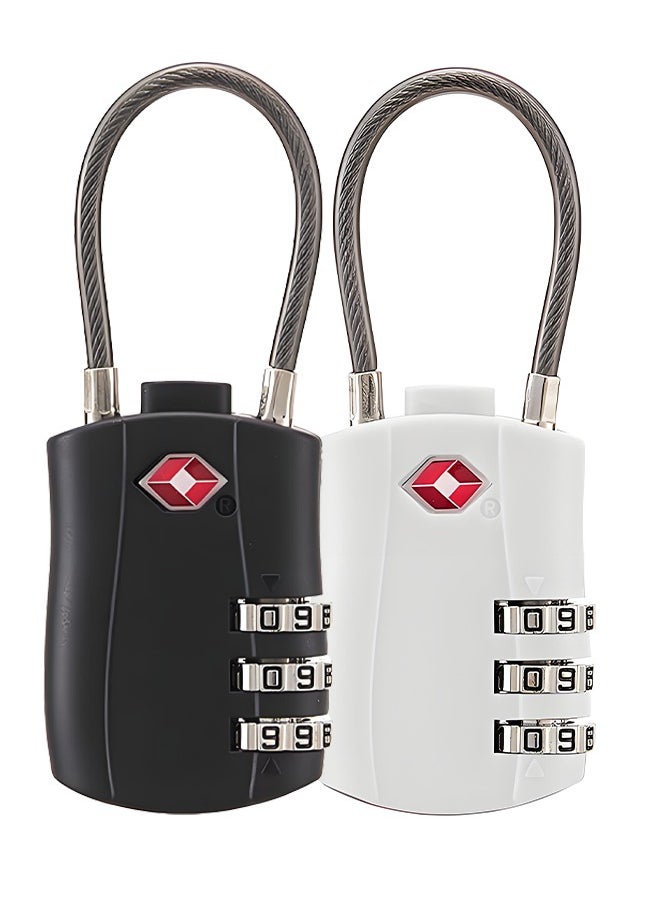 2 Pack TSA Approved Combination Luggage Locks,  Combination Padlock with Alloy Body TSA Lock for Luggage, Travel Bag, Lockers, Gym, Bike Locks or Other（White & Black）  - Image 1