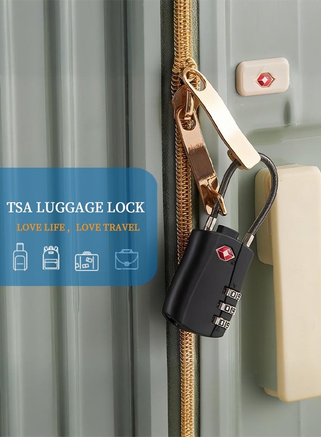 2 Pack TSA Approved Combination Luggage Locks,  Combination Padlock with Alloy Body TSA Lock for Luggage, Travel Bag, Lockers, Gym, Bike Locks or Other (White & Black)