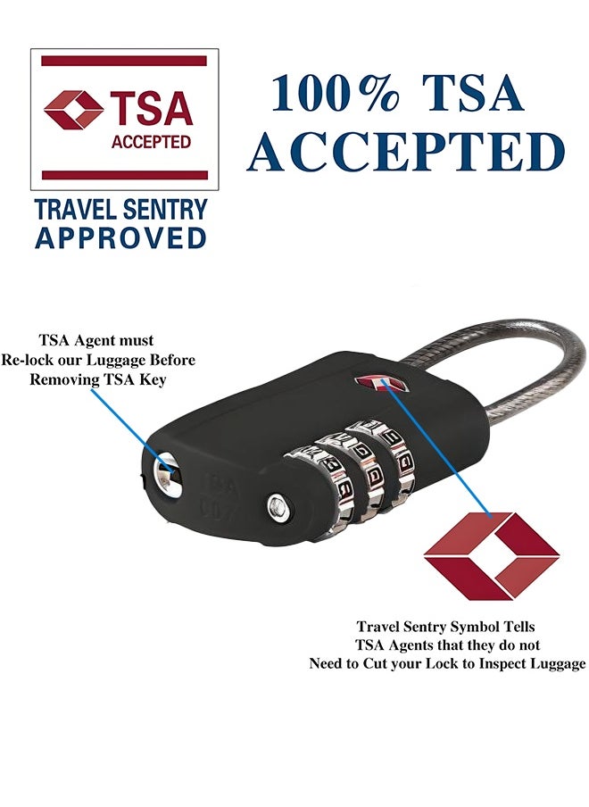 2 Pack TSA Approved Combination Luggage Locks,  Combination Padlock with Alloy Body TSA Lock for Luggage, Travel Bag, Lockers, Gym, Bike Locks or Other（White & Black）  - Image 4
