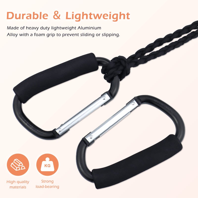 JIALEEY Grocery Bag Shopping Bag Holder Handle Carrier Tool Multi Purpose Snap Hook Stroller Hook Set Organizer Accessories with Soft Foam Grip for Hanging, Pack of 2, Black - Image 3
