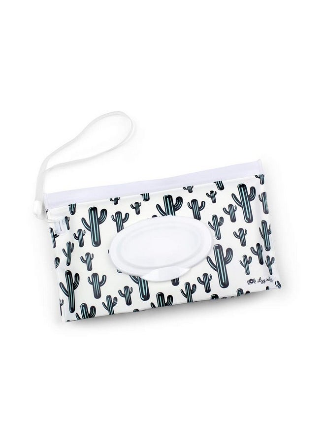 Itzy Ritzy Itzy Ritzy Travel Wipes Case - Reusable Wipe Pouch - Take & Travel Pouch Holds Up To 30 Wet Wipes, Includes Silicone Wristlet Strap, Cactus  - Image 3