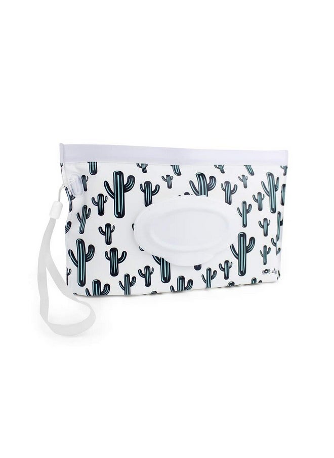 Itzy Ritzy Itzy Ritzy Travel Wipes Case - Reusable Wipe Pouch - Take & Travel Pouch Holds Up To 30 Wet Wipes, Includes Silicone Wristlet Strap, Cactus  - Image 2
