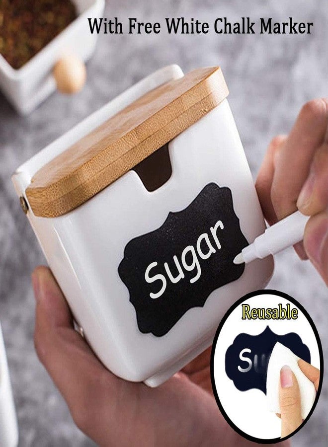 JURUOXIN 99 Pieces Waterproof Vinyl Stickers RE-WRITABLE Chalkboard Labels with Pen herb and Spice Jam Jar Cup for Mason Jars Glass Bottle, Decals Craft, Kitchen Jar (5cm x 3.5cm, Black) - Image 2
