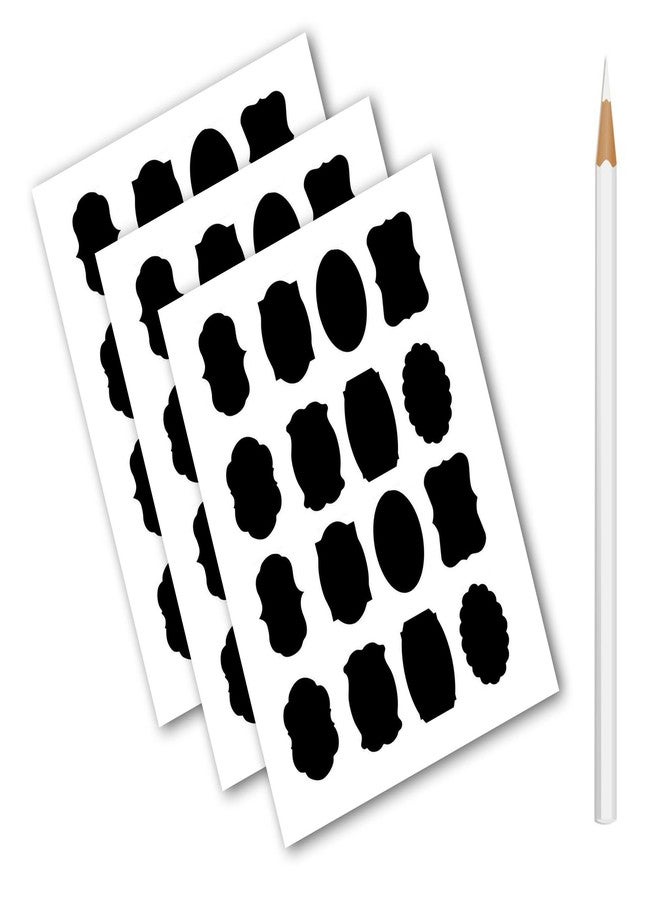 JURUOXIN 99 Pieces Waterproof Vinyl Stickers RE-WRITABLE Chalkboard Labels with Pen herb and Spice Jam Jar Cup for Mason Jars Glass Bottle, Decals Craft, Kitchen Jar (5cm x 3.5cm, Black) - Image 1