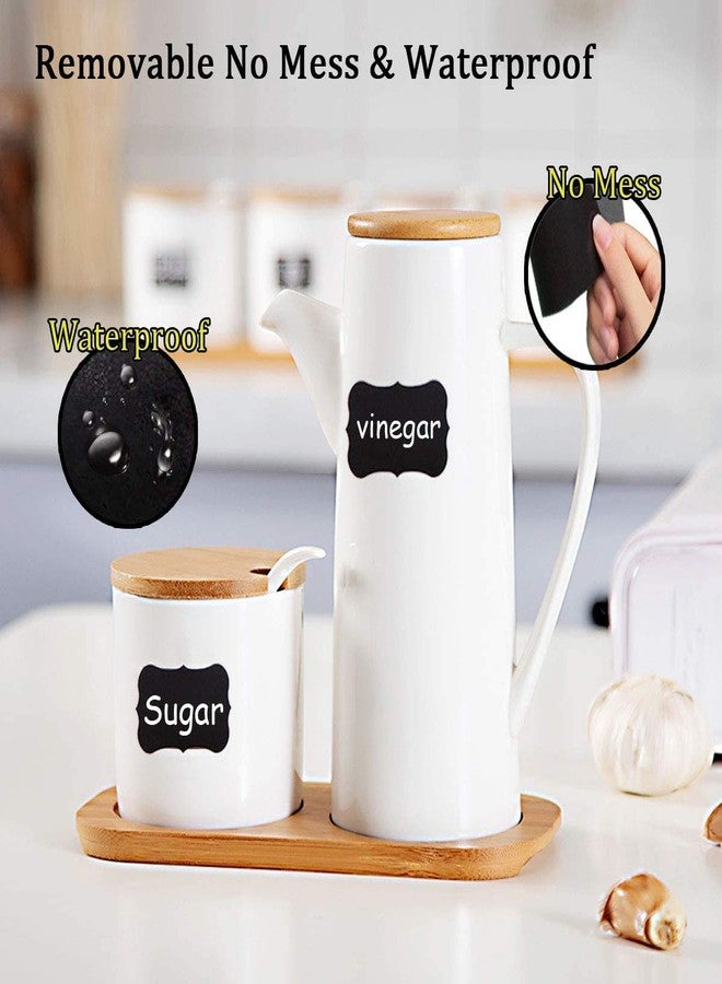 JURUOXIN 99 Pieces Waterproof Vinyl Stickers RE-WRITABLE Chalkboard Labels with Pen herb and Spice Jam Jar Cup for Mason Jars Glass Bottle, Decals Craft, Kitchen Jar (5cm x 3.5cm, Black) - Image 3