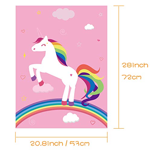FEPITO Birthday Party Game for Kids Pin The Horn on Unicorn-Game Poster with 24 Horn Stickers Pin The Tail Game for Girl Unicorn-Birthday Rainbow Party Favors Supplies Wall Home Room Decorations - Image 2