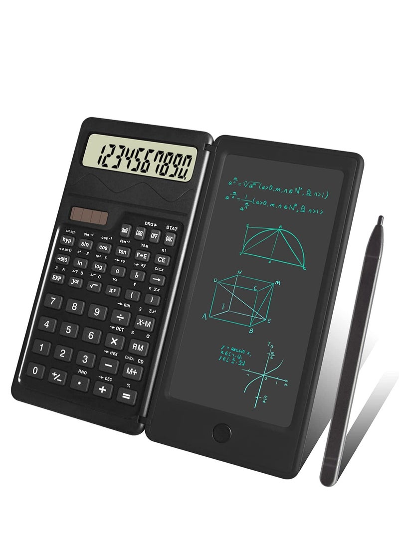 general S3 Solar Science Calculator with Erasable Writing Board, Calculator Handwriting Board Electronic LCD Writing Board Function Calculator Battery Powered Foldable for School, Office, Home, Black - Image 1