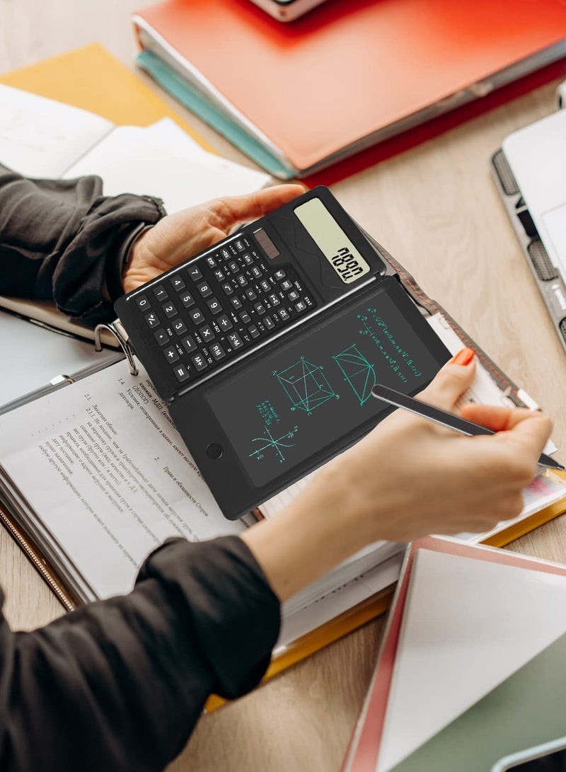 general S3 Solar Science Calculator with Erasable Writing Board, Calculator Handwriting Board Electronic LCD Writing Board Function Calculator Battery Powered Foldable for School, Office, Home, Black - Image 2
