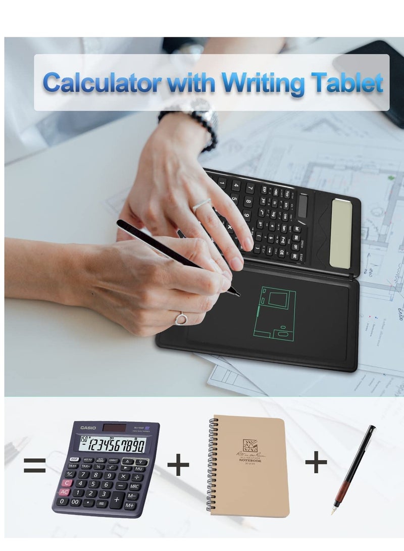 general S3 Solar Science Calculator with Erasable Writing Board, Calculator Handwriting Board Electronic LCD Writing Board Function Calculator Battery Powered Foldable for School, Office, Home, Black - Image 4
