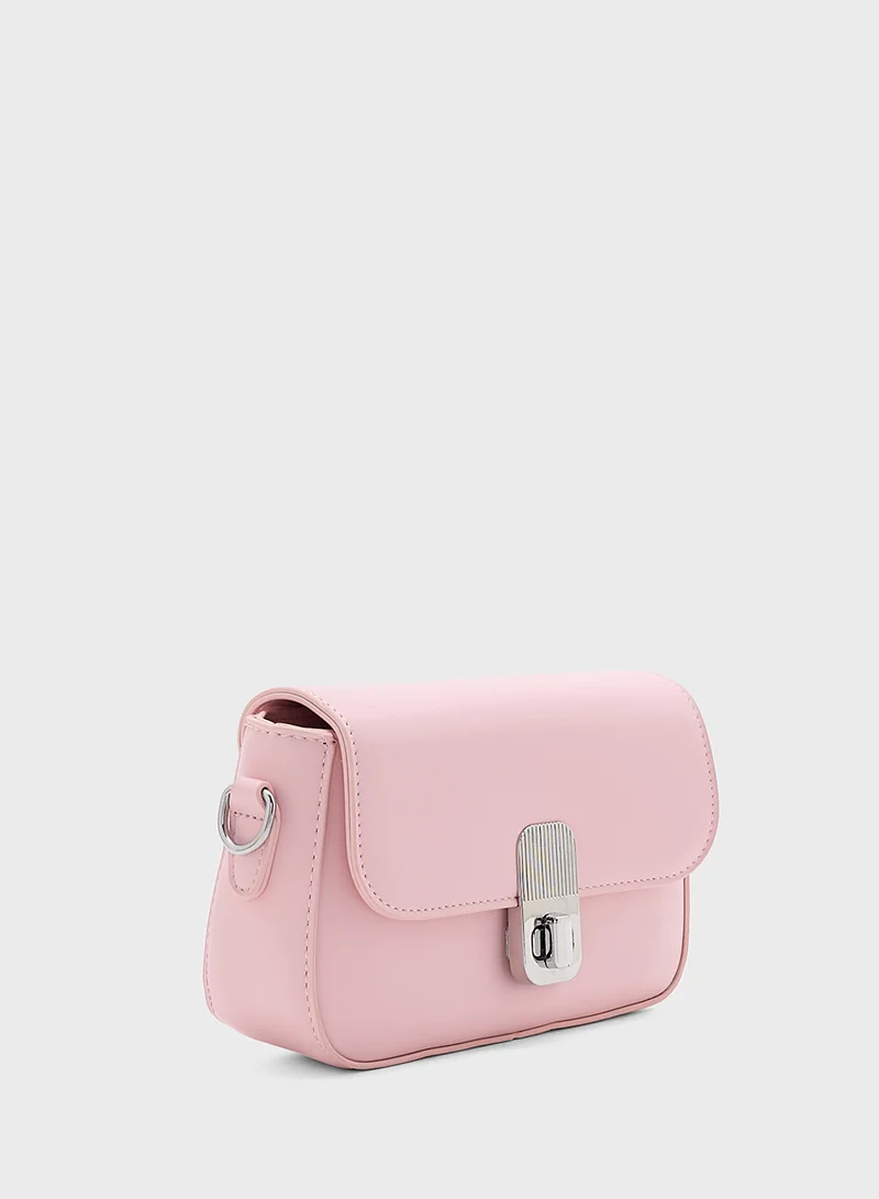 Ginger Metal Clasp Crossbody Bag