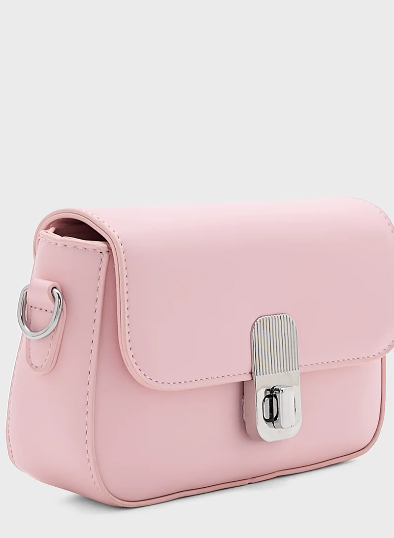 Ginger Metal Clasp Crossbody Bag