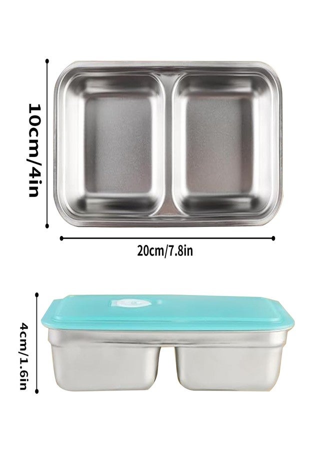 Bivpreom 2 Pcs Reusable Double Compartment Stainless Steel Snack Containers With Lids ，Grab And Go Snack Containers For Travel And School - Image 2