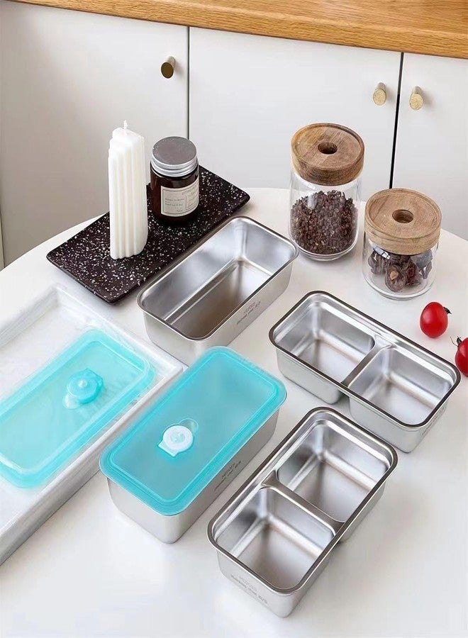 Bivpreom 2 Pcs Reusable Double Compartment Stainless Steel Snack Containers With Lids ，Grab And Go Snack Containers For Travel And School - Image 5