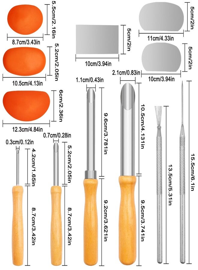 CKANDAY 3 Sizes Rubber Pottery Clay Ribs + 3 Pcs Sculpture Pottery Molding Scraper Cutter + 4 Pcs Stainless Steel Circular Clay Hole Cutters + 1 Clay Ceramic Needle + 1 Feather Wire Texture Detail Tools - Image 2
