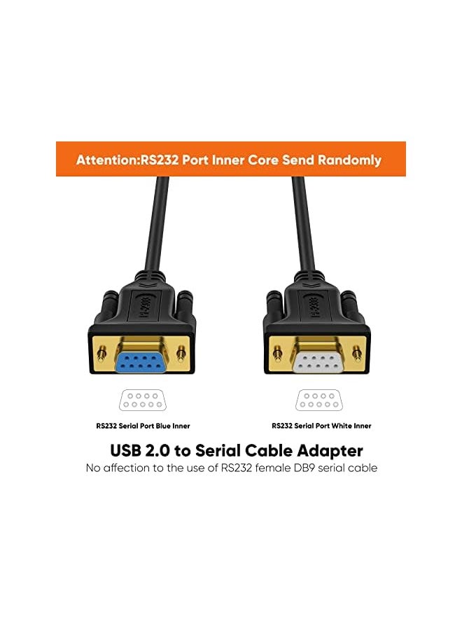 CableCreation - USB to RS232 Adapter with PL2303 Chip 3.3 FT, USB 2.0 to RS232 Female DB9 Serial Converter Cable For Cashier Register, Modem, Scanner, Digital Cameras, CNC, 1M Black - Image 1