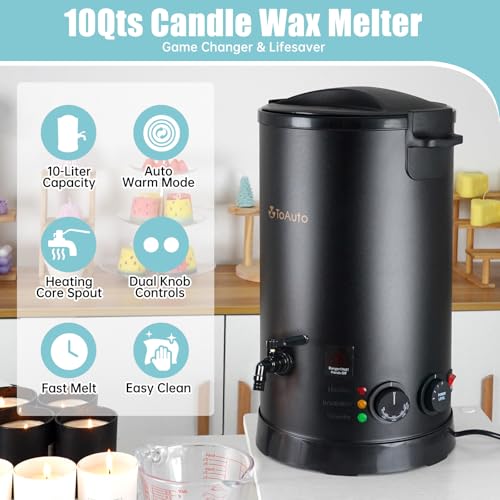 TOAUTO 20Lbs Wax Melter for Candle Making - Candle Wax Melting Pot with Three Power Adjustment 60 to 100 Degrees Temp Setting for Soy Wax Business Candle Making(Black) - Image 2
