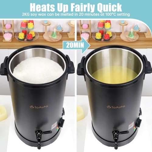 TOAUTO 20Lbs Wax Melter for Candle Making - Candle Wax Melting Pot with Three Power Adjustment 60 to 100 Degrees Temp Setting for Soy Wax Business Candle Making(Black) - Image 4
