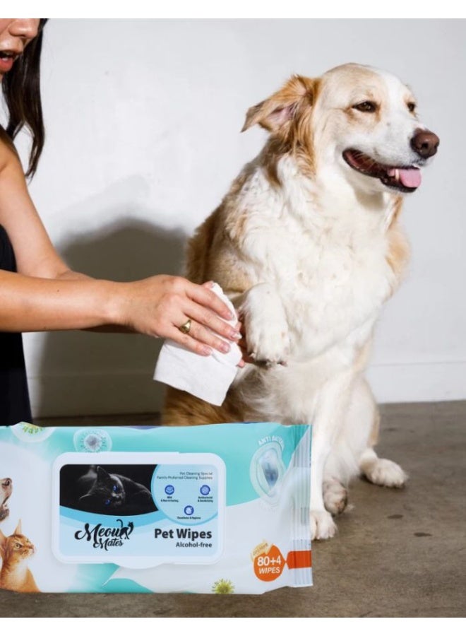 Bentonite مناديل ميو ميتس للحيوانات الأليفة بدون رائحة (80+4 قطعة) | تنظيف لطيف للقطط والكلاب | خالية من الكحول وآمنة - Image 4