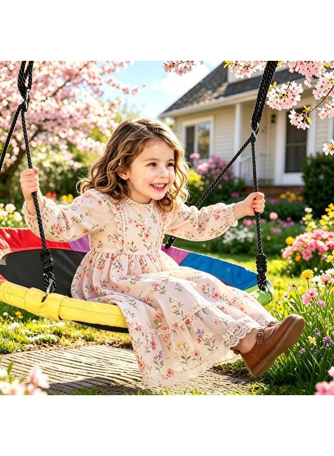 DECORLIFE أرجوحة شجرة 40 بوصة للأطفال والبالغين، إطار فولاذي معزز بأربعة أنابيب وسعة 700 رطل مع قماش أكسفورد 900D، أرجوحة أطفال دوارة 360° في الهواء الطلق للملعب، مجموعات الأرجوحة للفناء الخلفي - Image 2