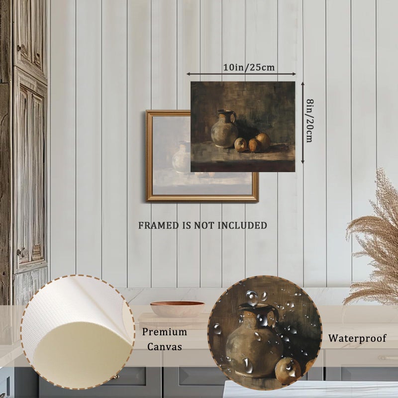 XOCUUI Farmhouse Still Life Picture Living Room - Rustic Vintage Decor for Bedroom - Peach Fruit Dining Room Moody Muted Oil Painting Art Deco Wall Art for Kitchen - 8 x 10 No Frame - Image 2
