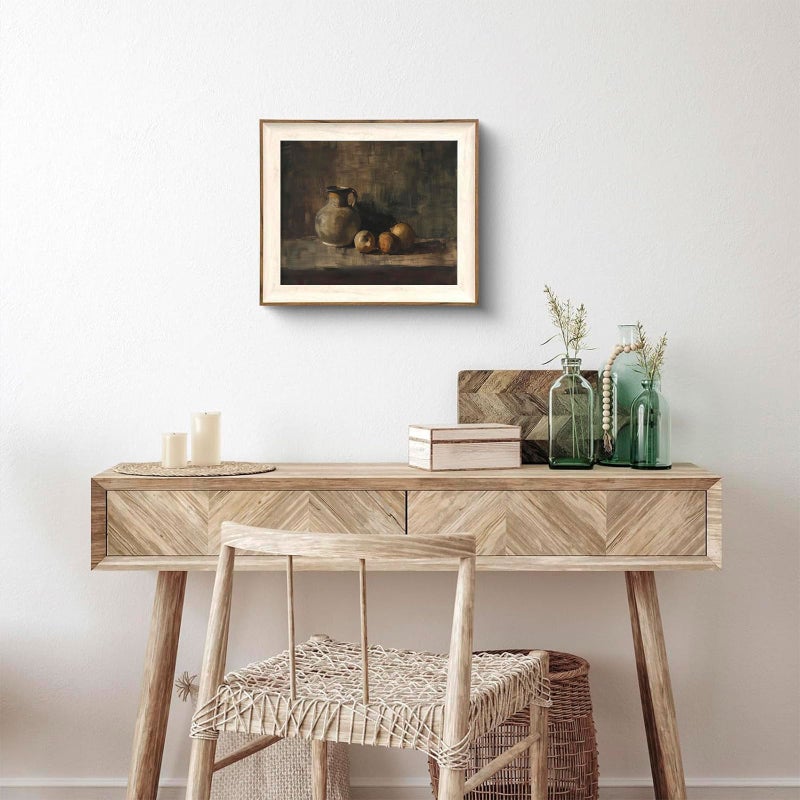 XOCUUI Farmhouse Still Life Picture Living Room - Rustic Vintage Decor for Bedroom - Peach Fruit Dining Room Moody Muted Oil Painting Art Deco Wall Art for Kitchen - 8 x 10 No Frame - Image 5